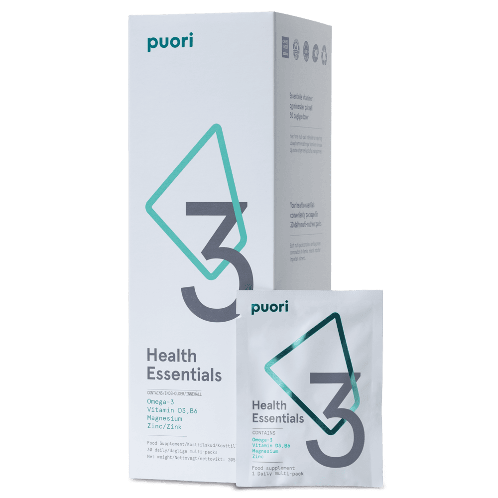 Puori 3 Health Essentials – balíček omega-3, D3 a magnézium na 30 dní